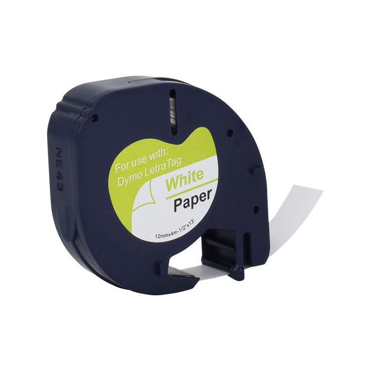 Compatible Dymo label printer 12mm Black on White 91200 Paper Tape Compatible Dymo Label Letratag Tape S0721510 91330 91220