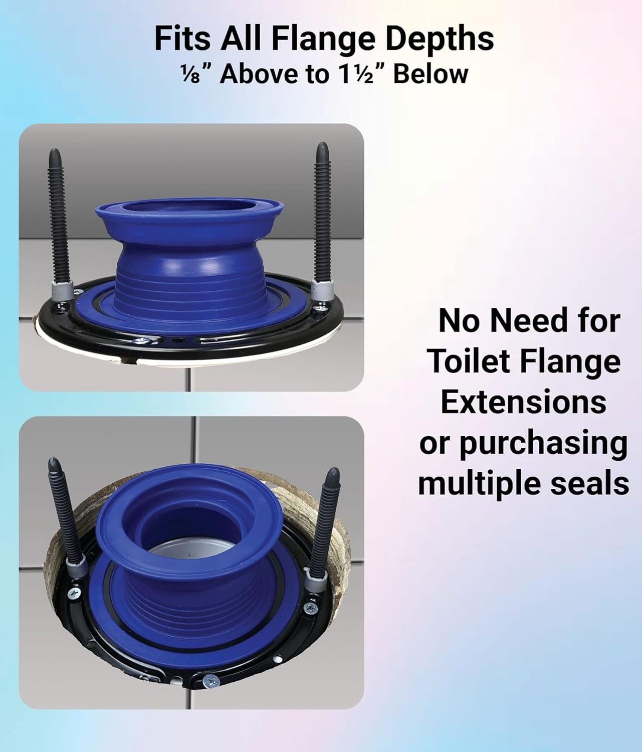 Toilet Parts: Wax Free Toilet Seal, Bolts, Toilet Bolt Caps. Universal Toilet Repair Kit. One N Done Premium T10-OND-400-DS