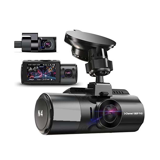 360 degrees Panoramic Car DVR 3-Inch Screen 4 Channel FHD 1080P IPS Video Recorder 4 Split Screen Display Dash Cam Night Vision