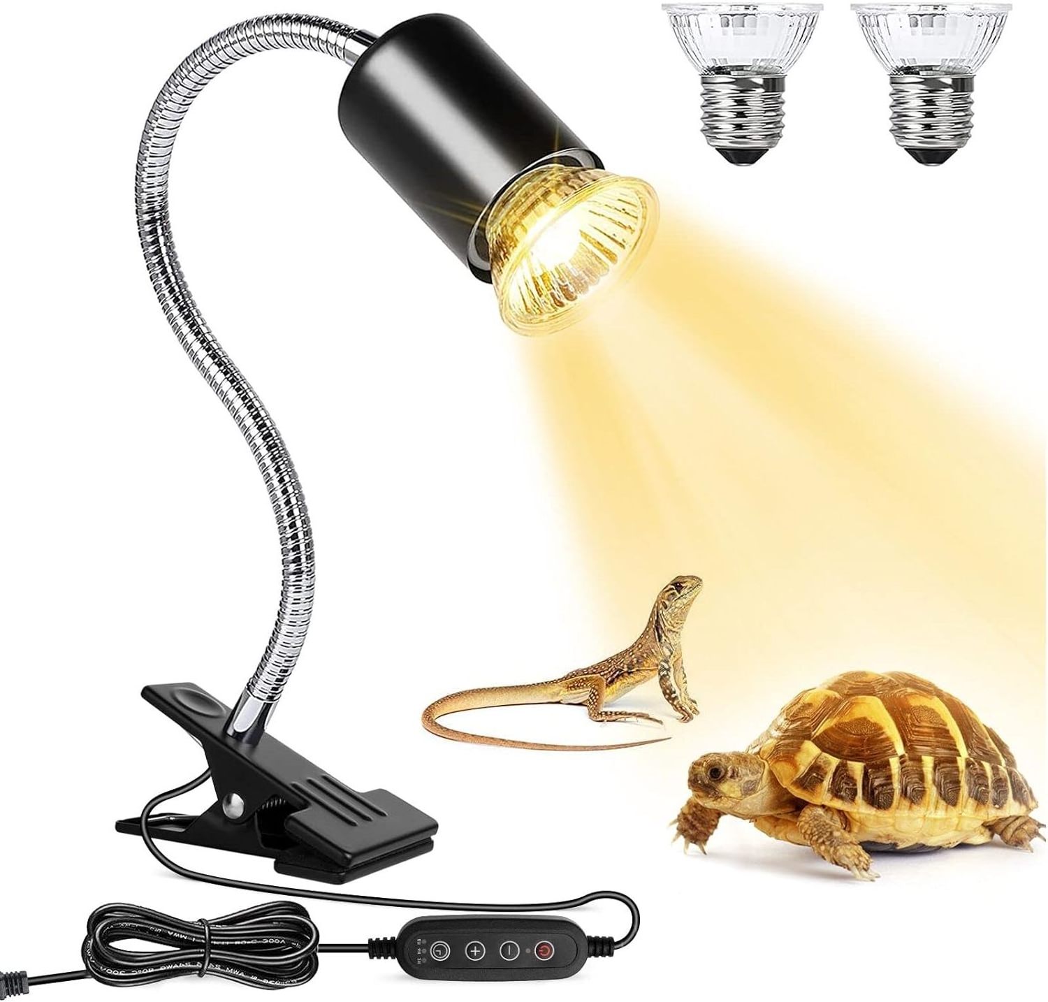 buy wholesale Reptile Heat Lamp, UVA UVB Reptile Light with 360 Rotatable Hose and Timed, Heating Lamp with 2 Bulbs