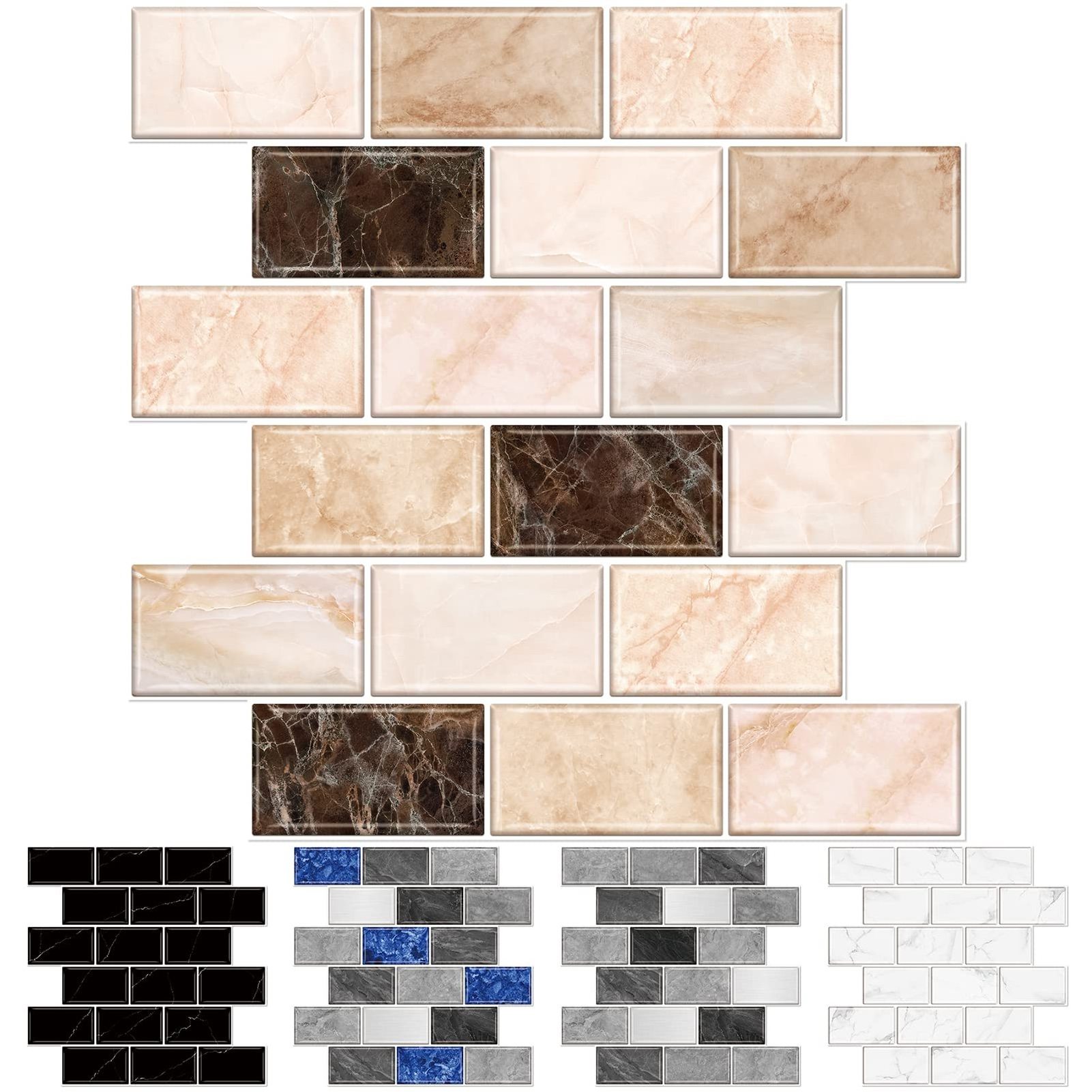 where to buy Peel and Stick Self Adhesive Wall Tiles Back Splashes for Bathroom Brown Marble Look