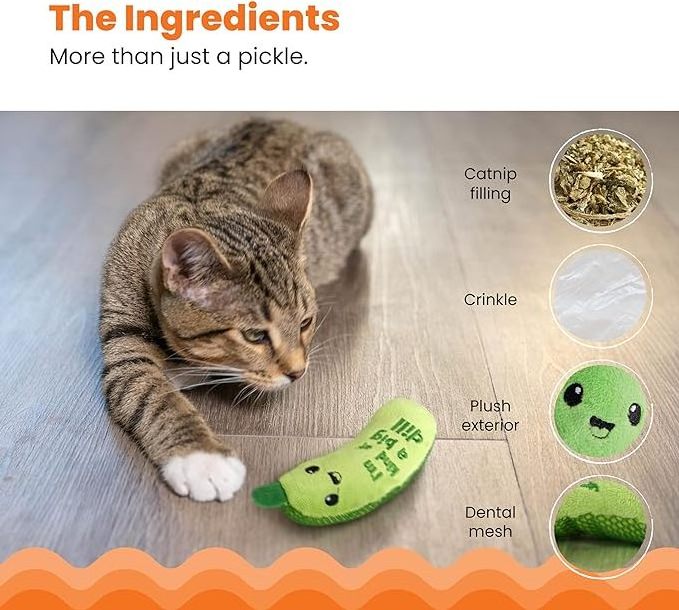 Crunchy Pickle Kicker Dental Catnip Cat Toy for sale at wholesale price near me in bulk near me in the usa