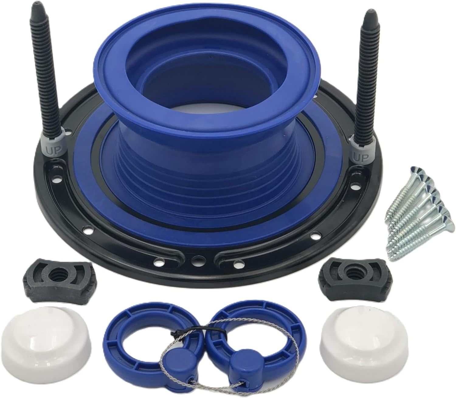 Toilet Parts: Wax Free Toilet Seal, Bolts, Toilet Bolt Caps. Universal Toilet Repair Kit. One N Done Premium T10-OND-400-DS