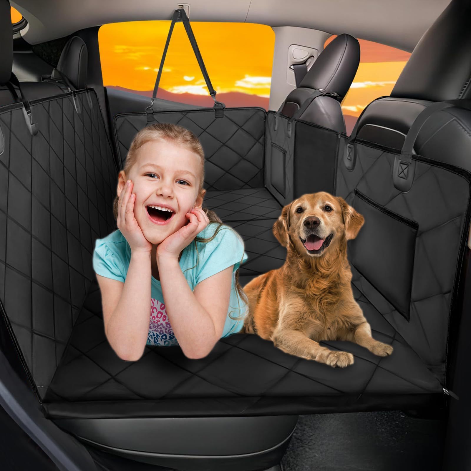 Back Seat Extender for Dogs-Large Space, Dog Car Seat Cover Hard Bottom Holds 400lbs, Sturdy Backseat Extender for Dogs