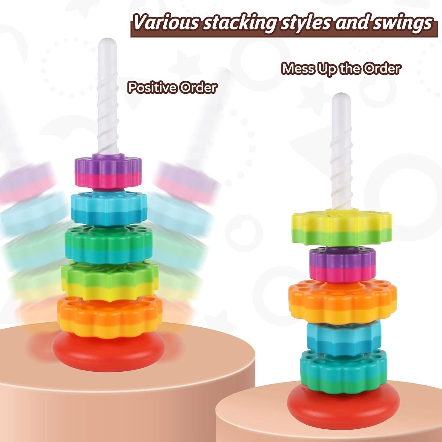 Most Selling Baby Spinning Stacking Toys for Toddlers Rainbow Ring Stacker Toys for Sale at Wholesale Prices from US