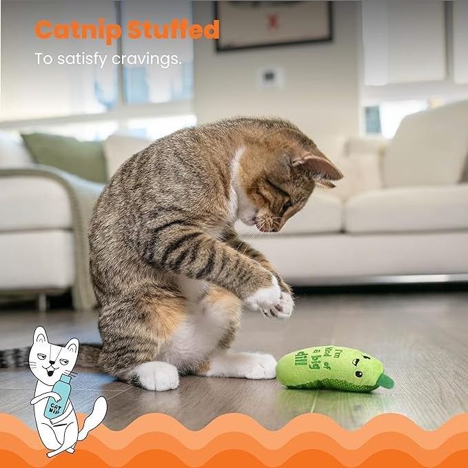 Crunchy Pickle Kicker Dental Catnip Cat Toy for sale at wholesale price near me in bulk near me in the usa