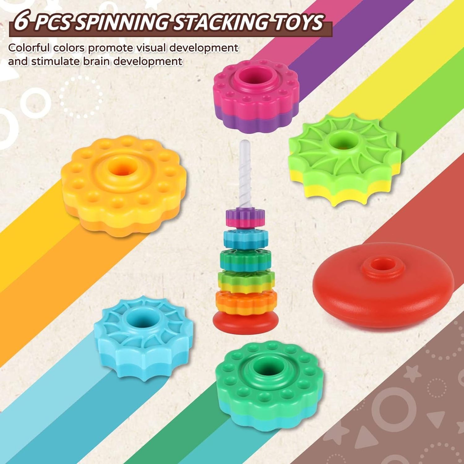 Most Selling Baby Spinning Stacking Toys for Toddlers Rainbow Ring Stacker Toys for Sale at Wholesale Prices from US