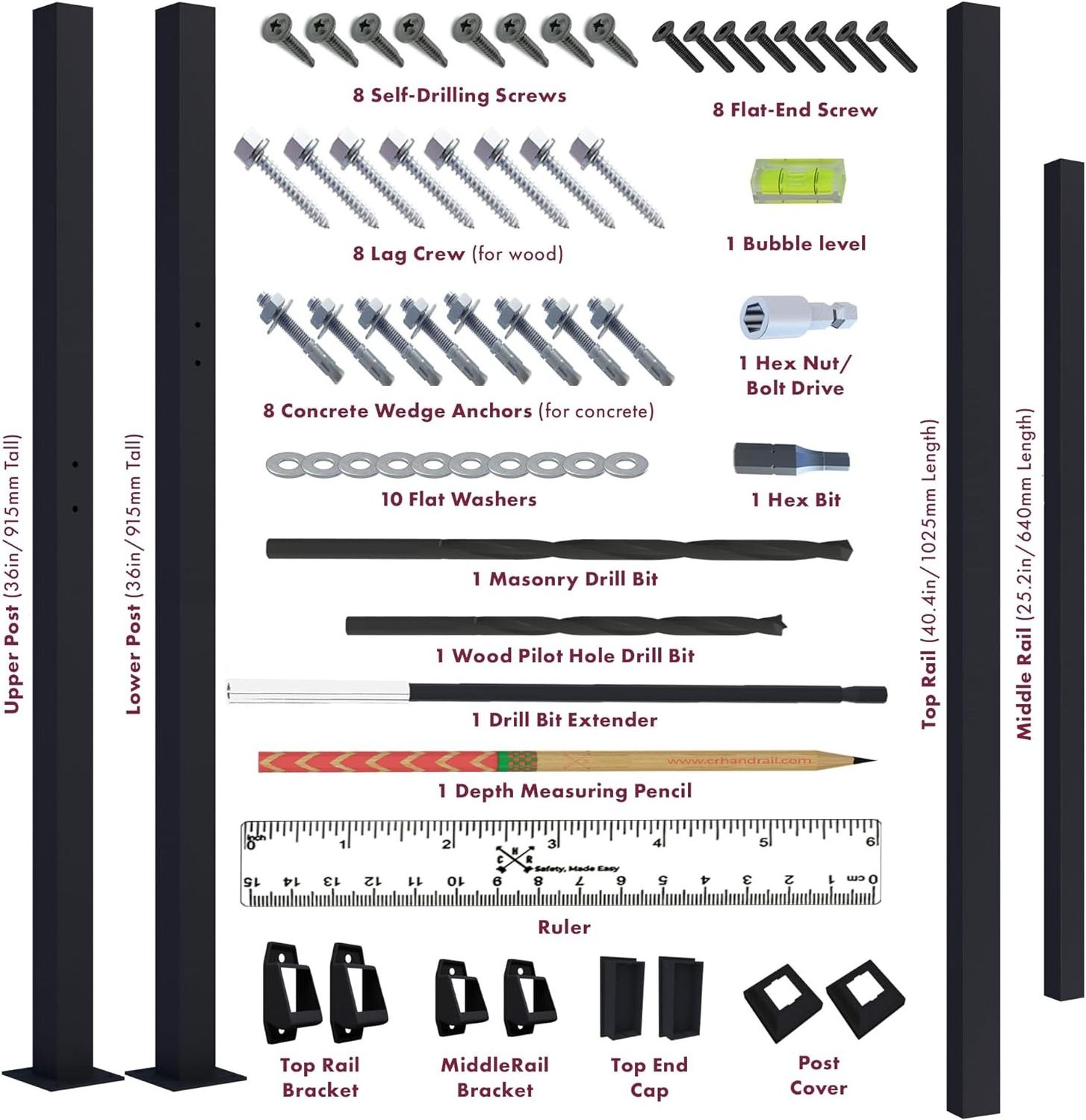 quality wholesale CR Fence & Rail Hand Rails for Outdoor Steps, 3 Step Handrail & Indoor Stair Railing Kit