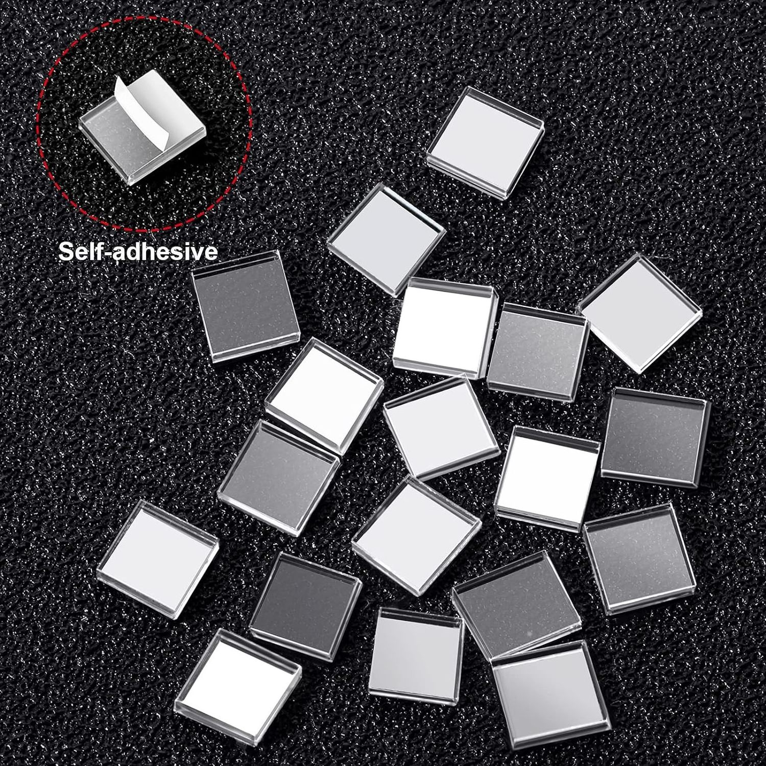 Ball Mirror Tiles Mini Square Glass Tiles  Self Adhesive Mirror Stickers, Decorative Craft DIY Accessory Mirrors Mosaic Tiles