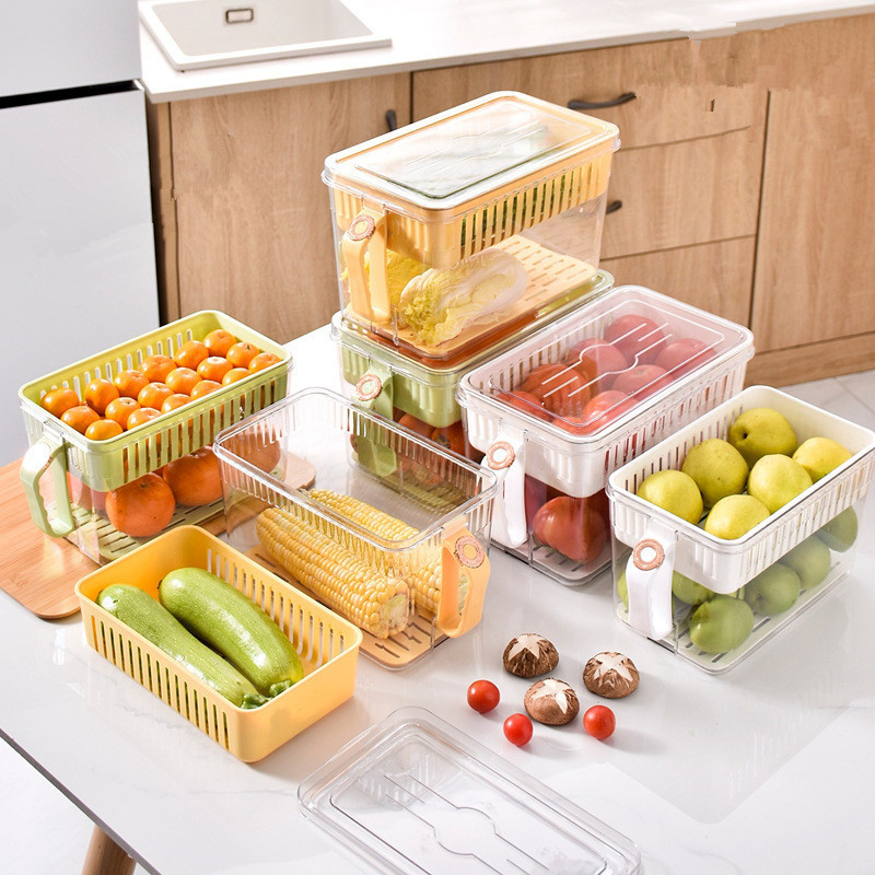 kitchen refrigerator drawer fridge storage box food grade bins fridge organizer box with handle