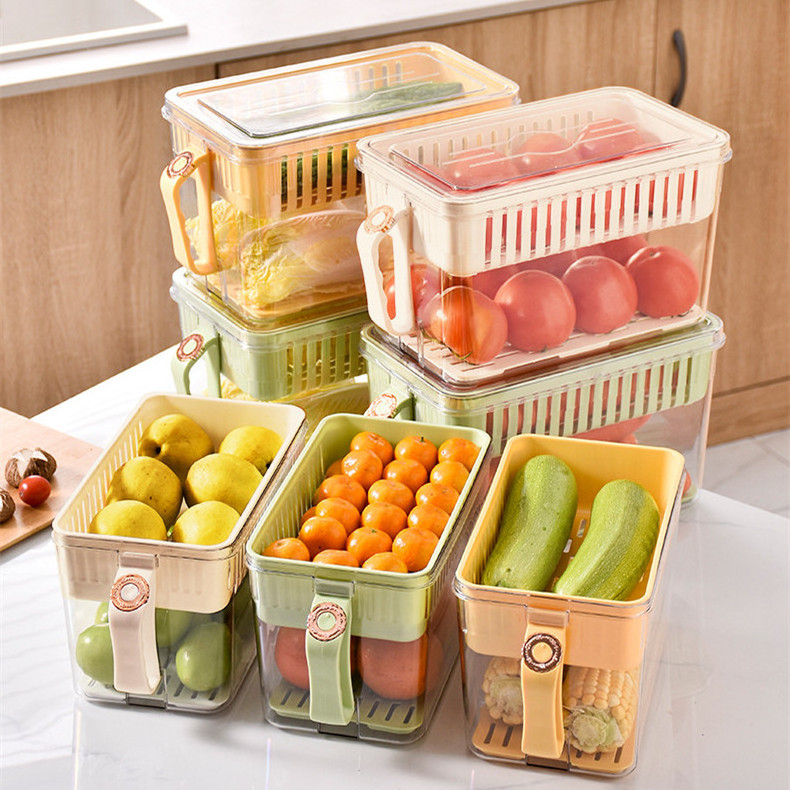 kitchen refrigerator drawer fridge storage box food grade bins fridge organizer box with handle