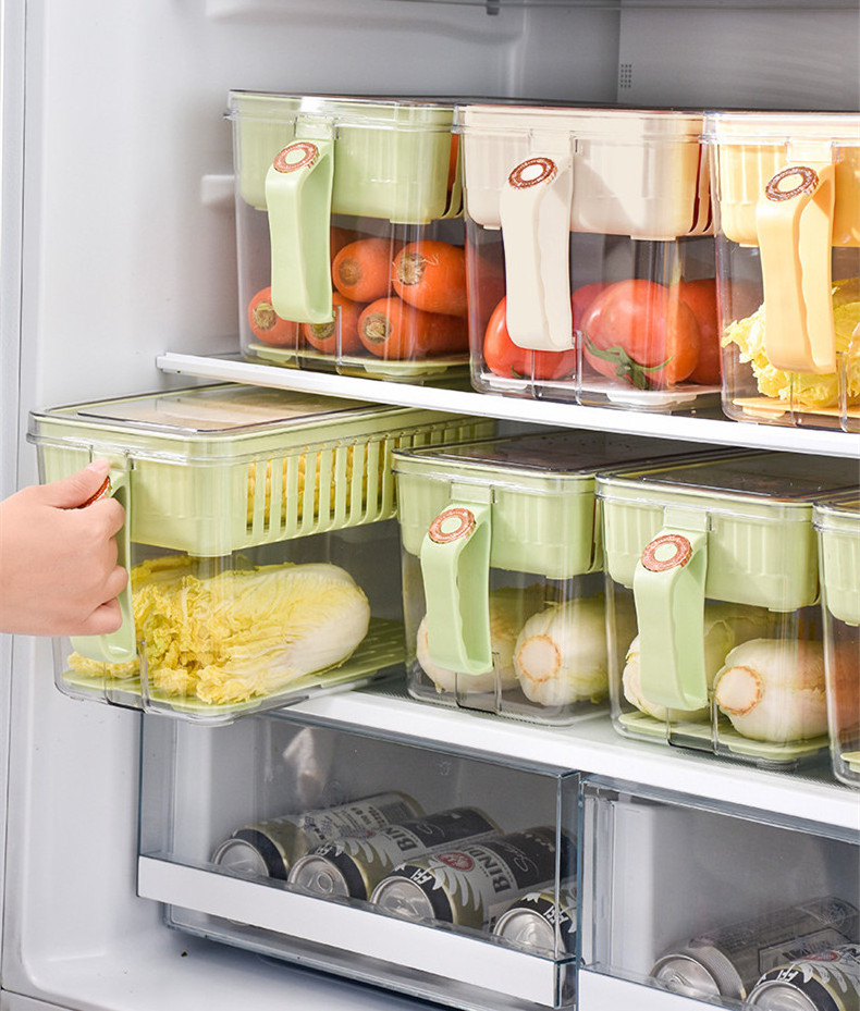 kitchen refrigerator drawer fridge storage box food grade bins fridge organizer box with handle