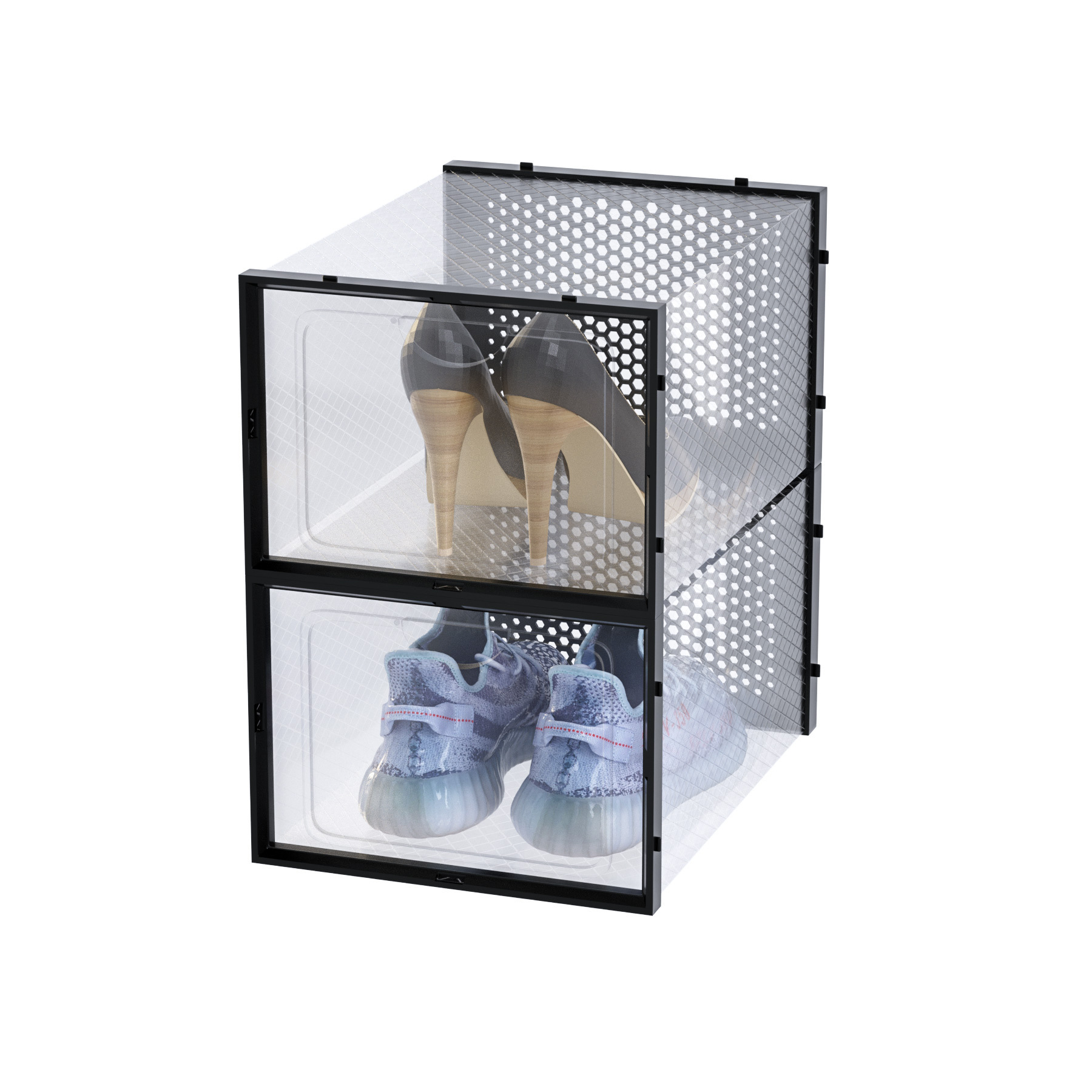 Plastic Sneaker Storage Women High Heel Shoe Storage Box Drop Front Door Storage Box for Shoe