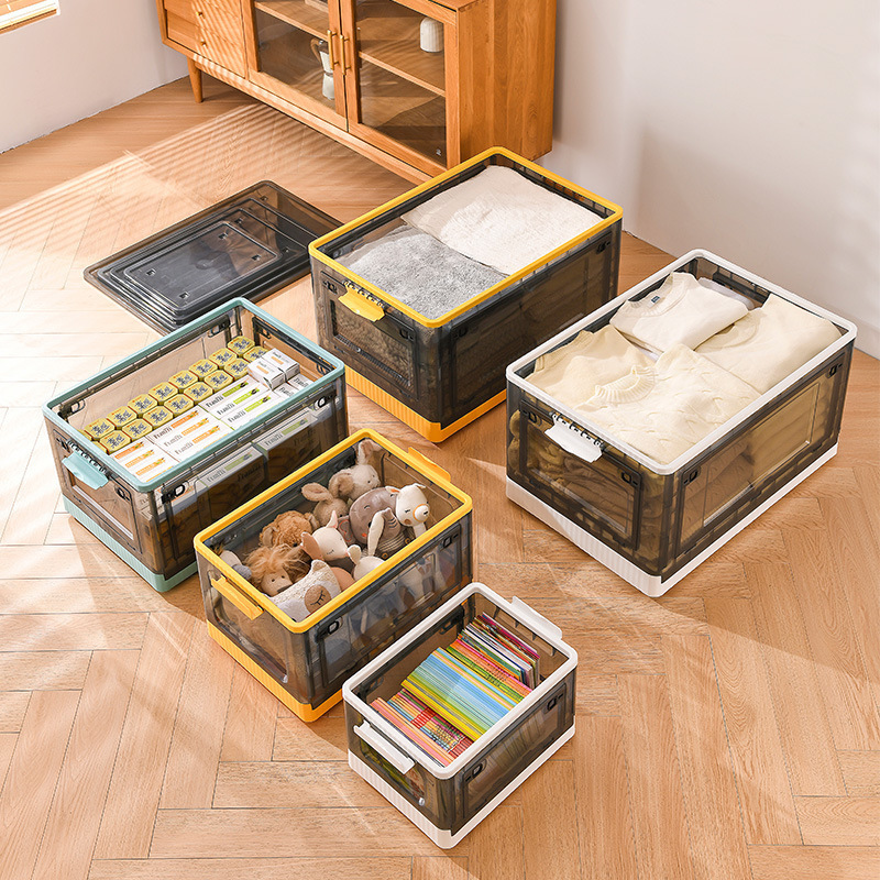 Super Large Home Storage Box Clothes Quilt Organizer Collapsible Foldable Storage Bins with Side Open Door