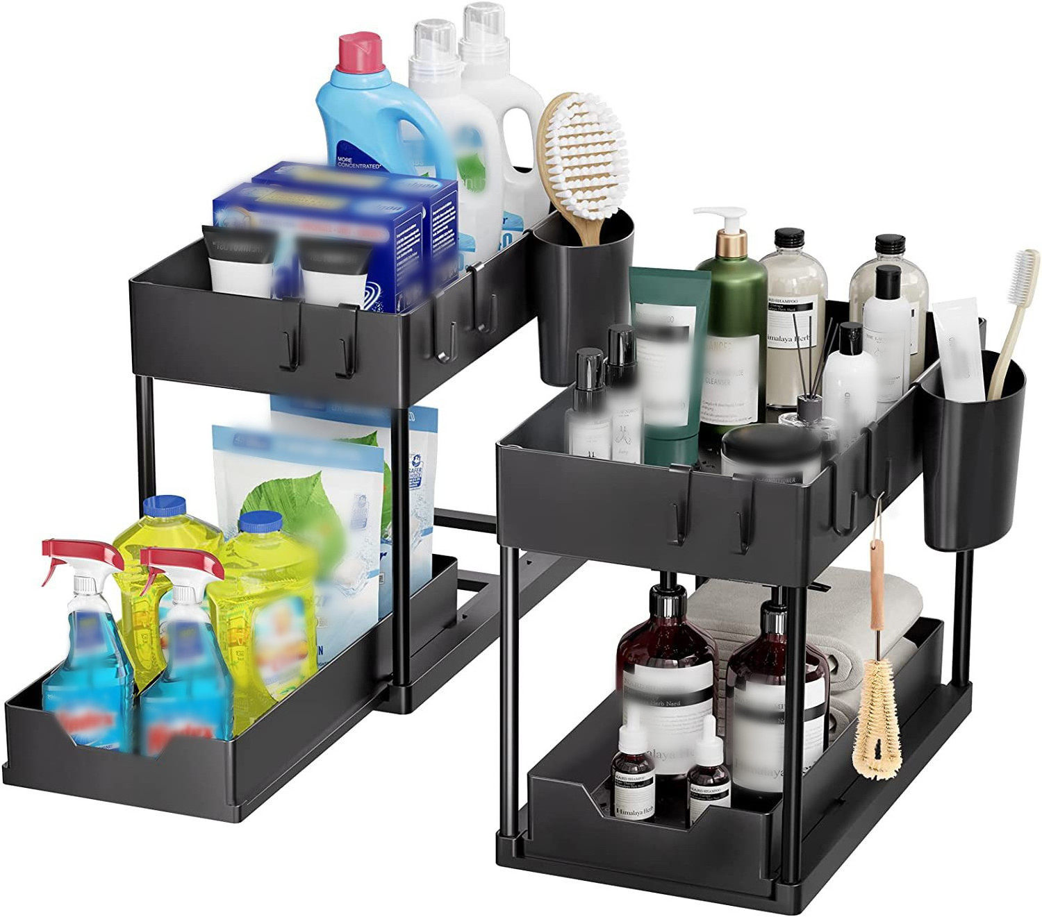 2 Tier Sliding Cabinet Basket Pull Out Cabinet Organizer Kitchen Under Sink Organizer With Drawer