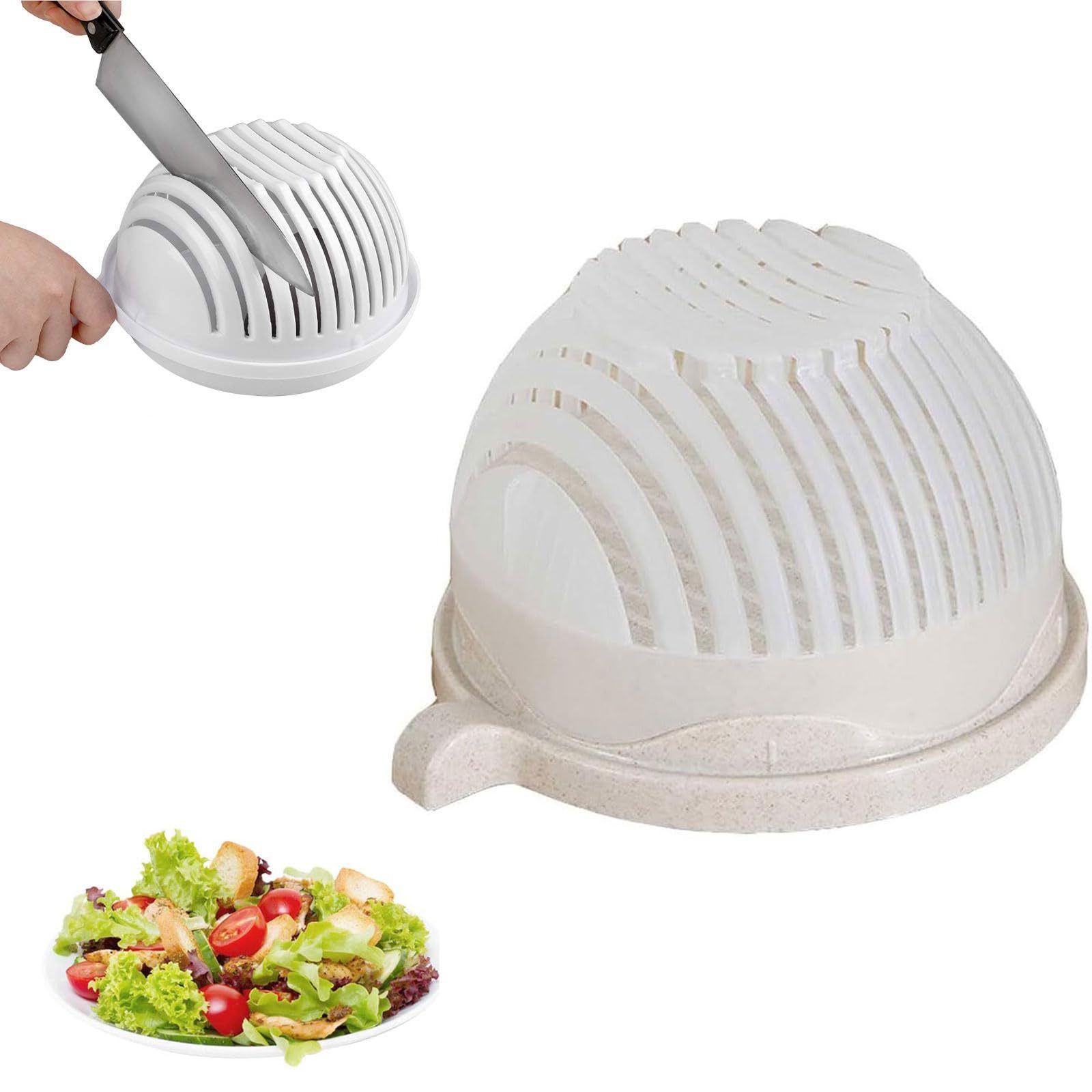 Salad Cutter Chopper Bowl Multi-Functional Fast Salad Cutter Bowl, Salad Cutter Bowl with Lid Fast Vegetable Cut Set