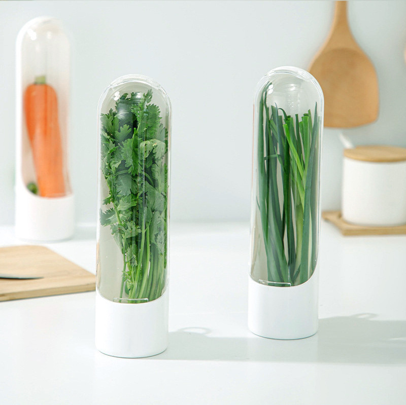 Vegetable Preservation Safe Storage Bottle Fresh Herb Keeper Container Vanilla Fresh Keeping Cup Refrigerator Saver For Kitchen