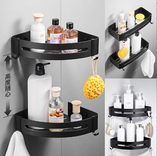 Adhesive Wall Corner Bathroom Shelf Stainless Steel Storage Rack for Toilet Corner Shower Caddy