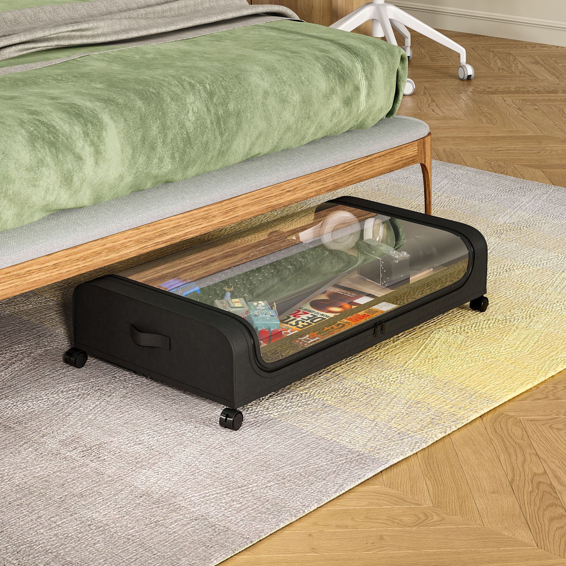 Under Bed Storage with Wheels and Lid, Under Bed Rolling Storage, Under Bed Storage for Bedroom Under Bed Storage Containers