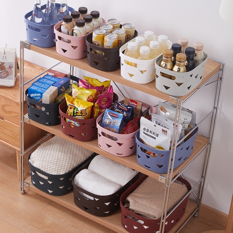 Storage Plastic Baskets, Plastic Weave Basket for Organizing