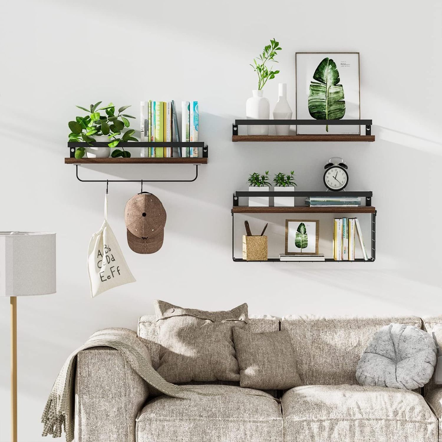 Floating Shelves Wall Mounted Shelves Set of 3 Deep Shelves Wide Display Ledges for Living Room