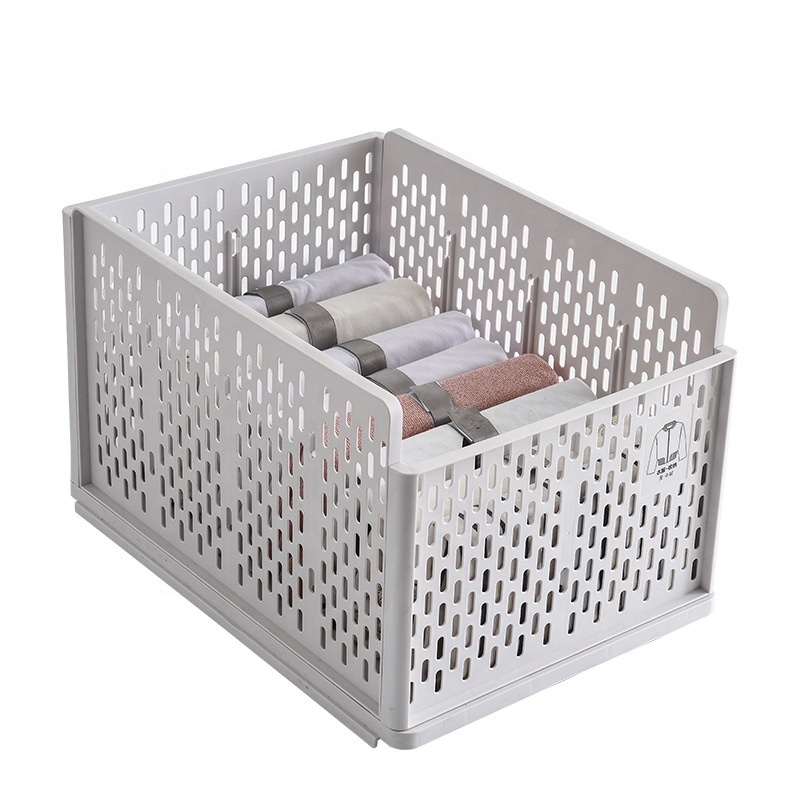 Stackable Wardrobe Storage Box, Plastic Drawer Organizer, Foldable Clothes Shelf Baskets, Folding Containers Bins Cubes