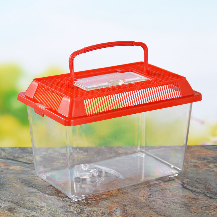 High quality plastic material portable transparent turtle tank gold fish tank Reptile breeding pet transport box