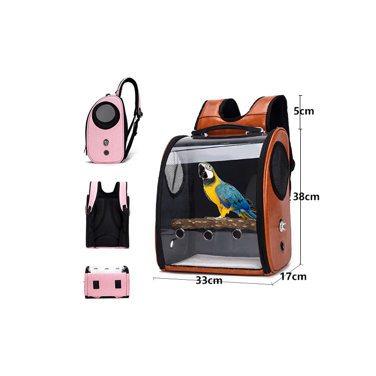 PU PC material Eco-friendly portable outing travel pet carrier backpack transparent breathable pet carrier bag for bird dog cat