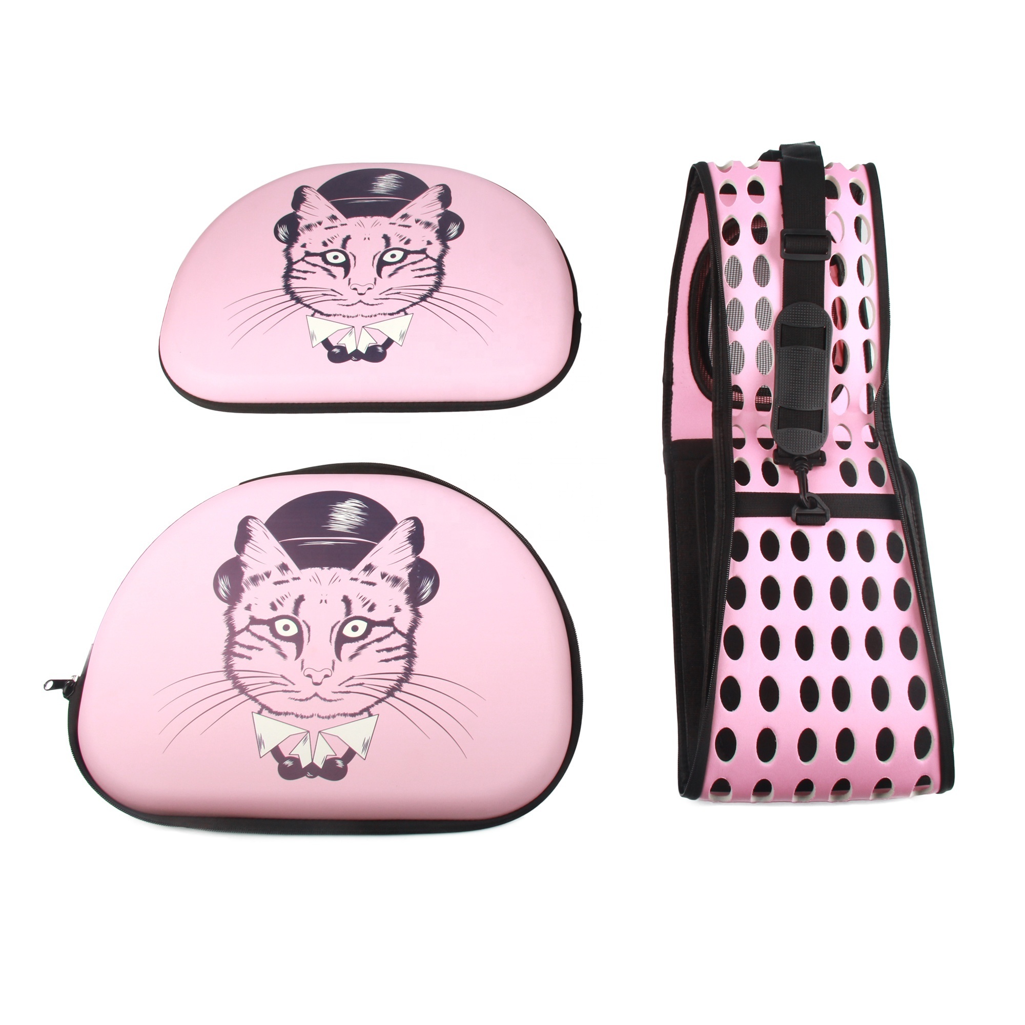 Pink Cat Bag Cute Polyester Waterproof Travel Backpack Outdoor Pet Carrier For Small dogs cats