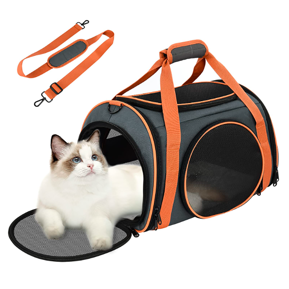 Custom LOGO Breathable Big Space Pet Traveling Carrier Bags Collapsible Carrier Case Pet Travel Bag For Small Medium Cats Dogs