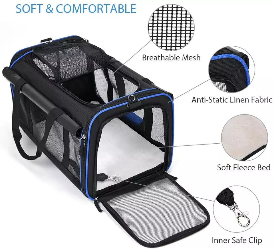 Saiji Transporteur de voyage pour animaux de compagnie Pet Wheels Rolling Carrier Removable Wheeled Travel Carrier for Pets