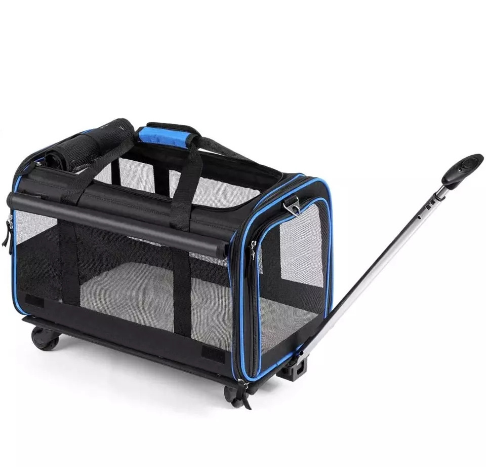 Saiji Transporteur de voyage pour animaux de compagnie Pet Wheels Rolling Carrier Removable Wheeled Travel Carrier for Pets