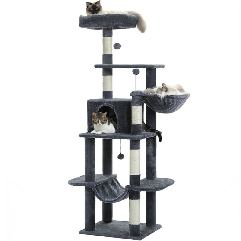 Large Cat Tree Condo Sisal Scratching Post Cat Tower Climbing Frame Large Hammock Perch Indoor Cats Toy