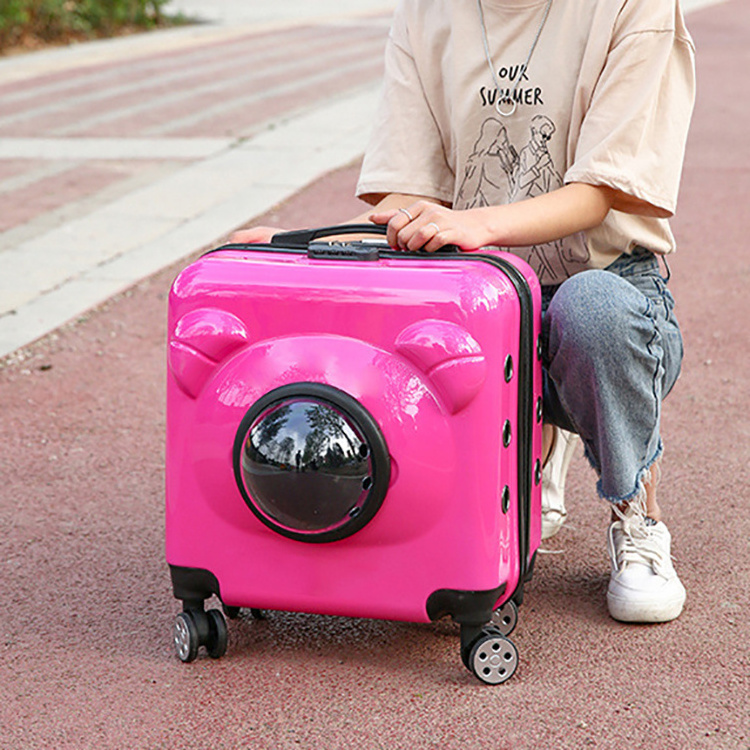 New multifunctional portable pet outing bag trolley case space capsule cat bag bubble box pet cat travel suitcase with wheels