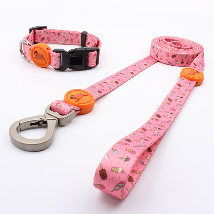 Eco-friendly comfortable custom national style pet supplies dog walking rope printing LOGO polyester heat transfer dog leash