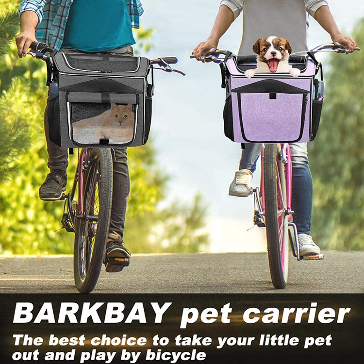 Durable waterproof pet dog outdoor traveling airline carrier shoulder bag night reflective safety bike basket pet carrier bag