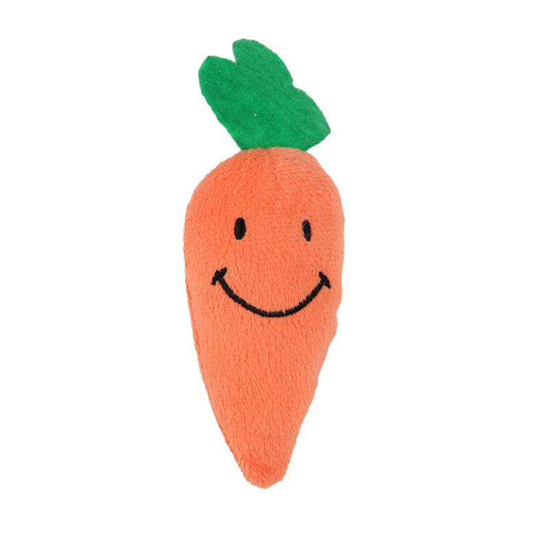 Wholesale custom LOGO Smiley face carrot shaped pet dog cat chew molar stick toy interactive squeak plush cotton toy