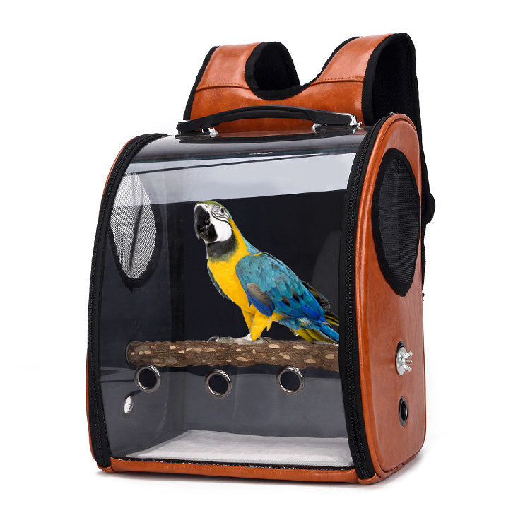 PU PC material Eco-friendly portable outing travel pet carrier backpack transparent breathable pet carrier bag for bird dog cat