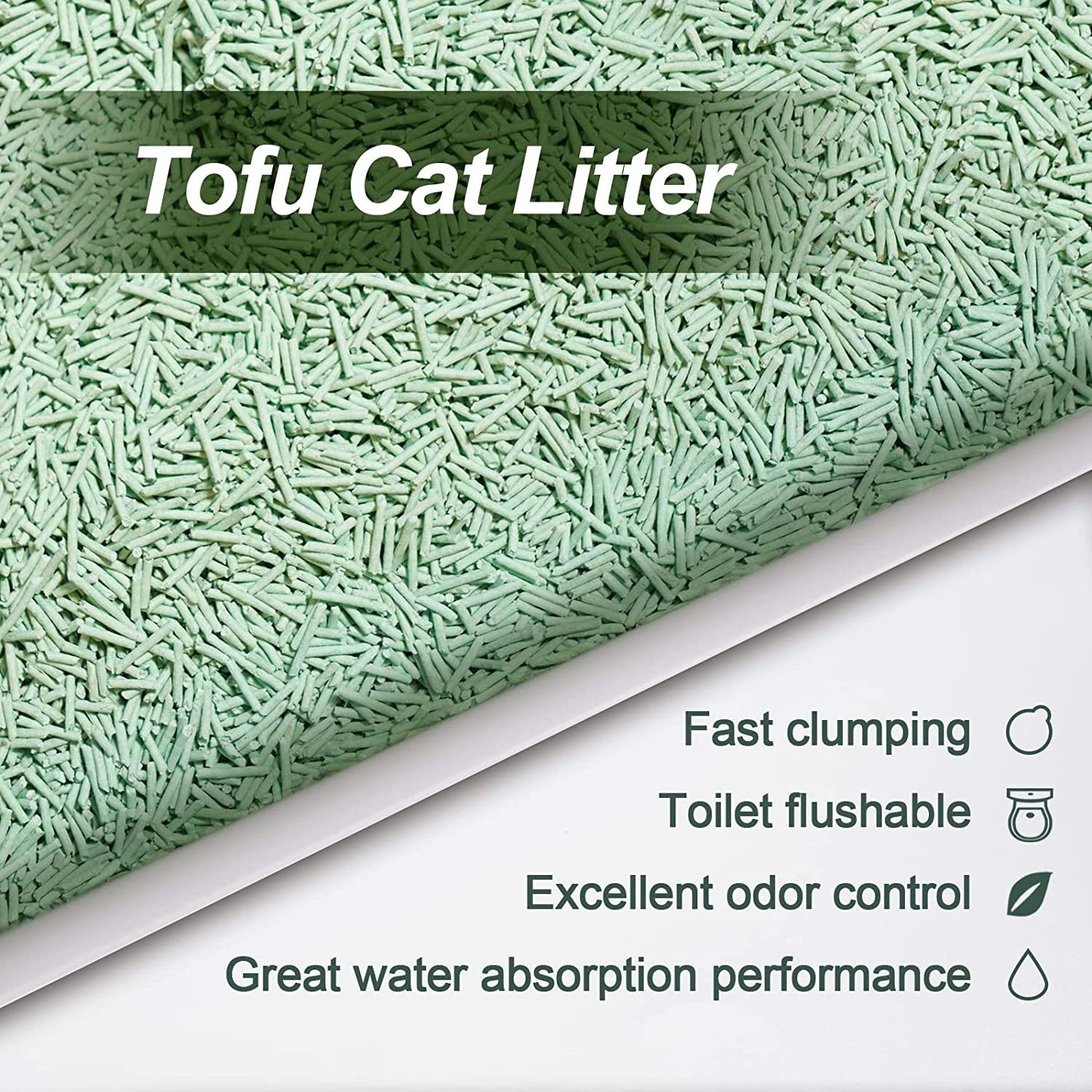 Food Grade Clumping Cat Litter Odor Control 99.9% Dust Free Flushable Low Tracking Lightweight Natural Tofu Cat Litter