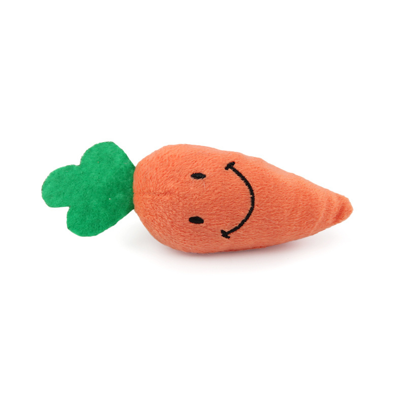 Wholesale custom LOGO Smiley face carrot shaped pet dog cat chew molar stick toy interactive squeak plush cotton toy