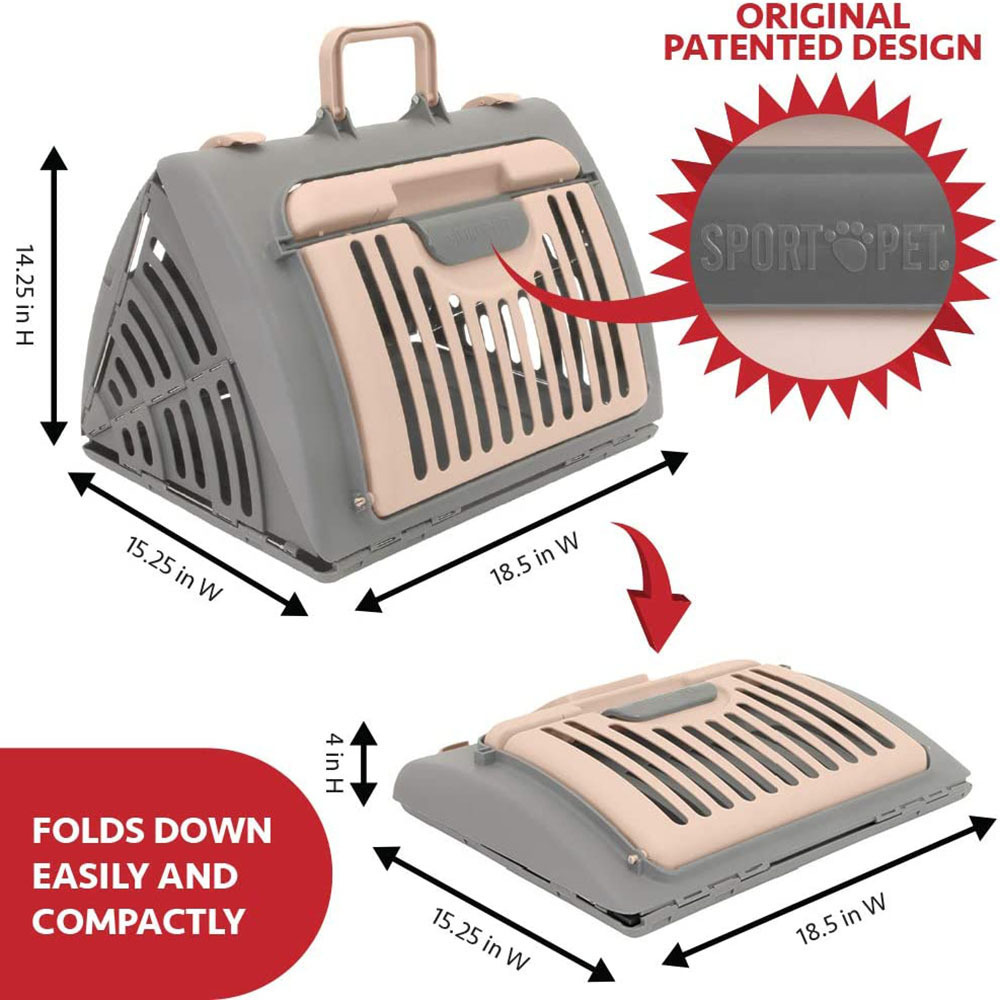 Front Door Plastic Collapsible Carrier Designs Foldable Travel Cat Carrier with A Bed