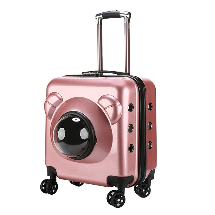 New multifunctional portable pet outing bag trolley case space capsule cat bag bubble box pet cat travel suitcase with wheels