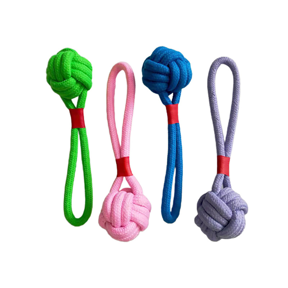 Pet dog interactive exercise sport tossable ball toy dog chew molar cleaning teeth cotton rope knot toy ball wholesale