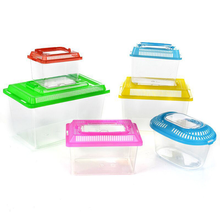 High quality plastic material portable transparent turtle tank gold fish tank Reptile breeding pet transport box