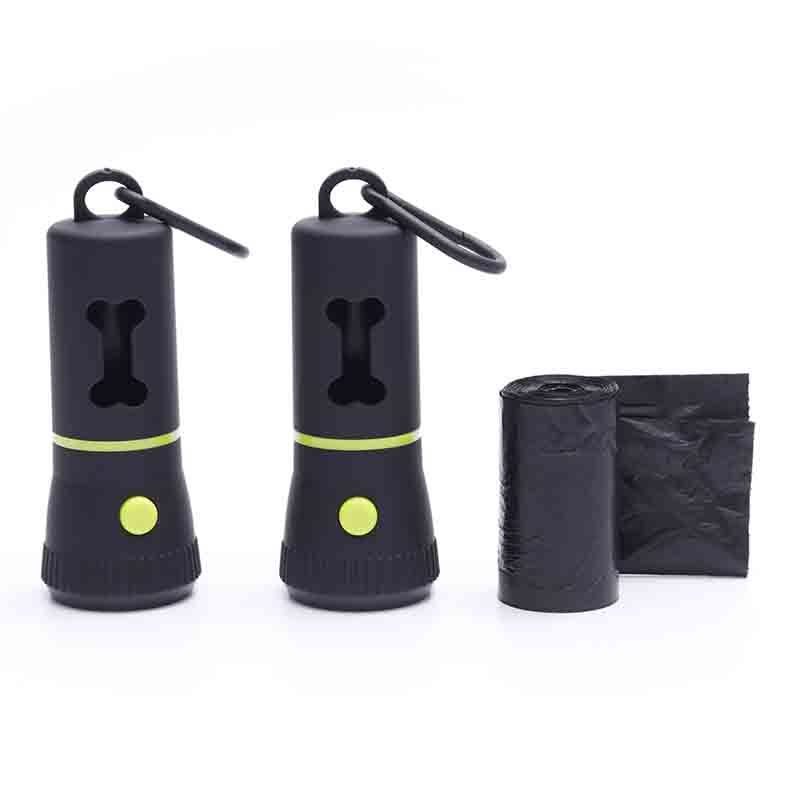 New 2 in 1 LED Flashlight Pet Dog Cat Waste Bag Dispenser Pet Poop Bag Dispenser with Built-in LED Flashlight and Clip for Leash