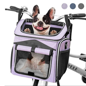 Durable waterproof pet dog outdoor traveling airline carrier shoulder bag night reflective safety bike basket pet carrier bag