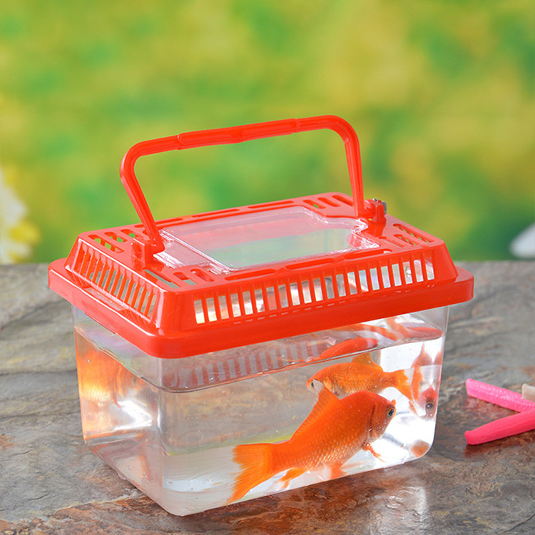 High quality plastic material portable transparent turtle tank gold fish tank Reptile breeding pet transport box