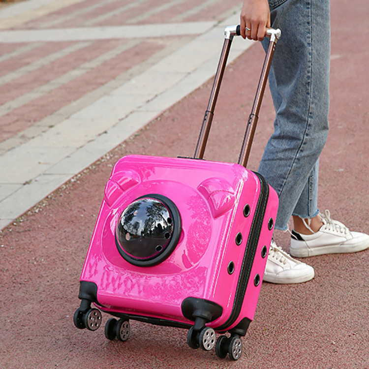 New multifunctional portable pet outing bag trolley case space capsule cat bag bubble box pet cat travel suitcase with wheels