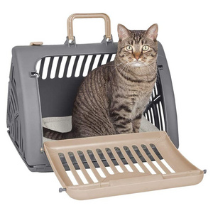 Front Door Plastic Collapsible Carrier Designs Foldable Travel Cat Carrier with A Bed