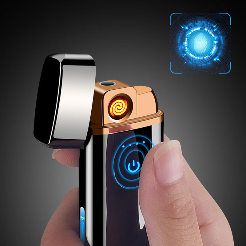 2024 New Product Dual Usage Cigerate Lighter Windproof Rechargeable Lighter USB Blue Flame Lighters with Gift Box